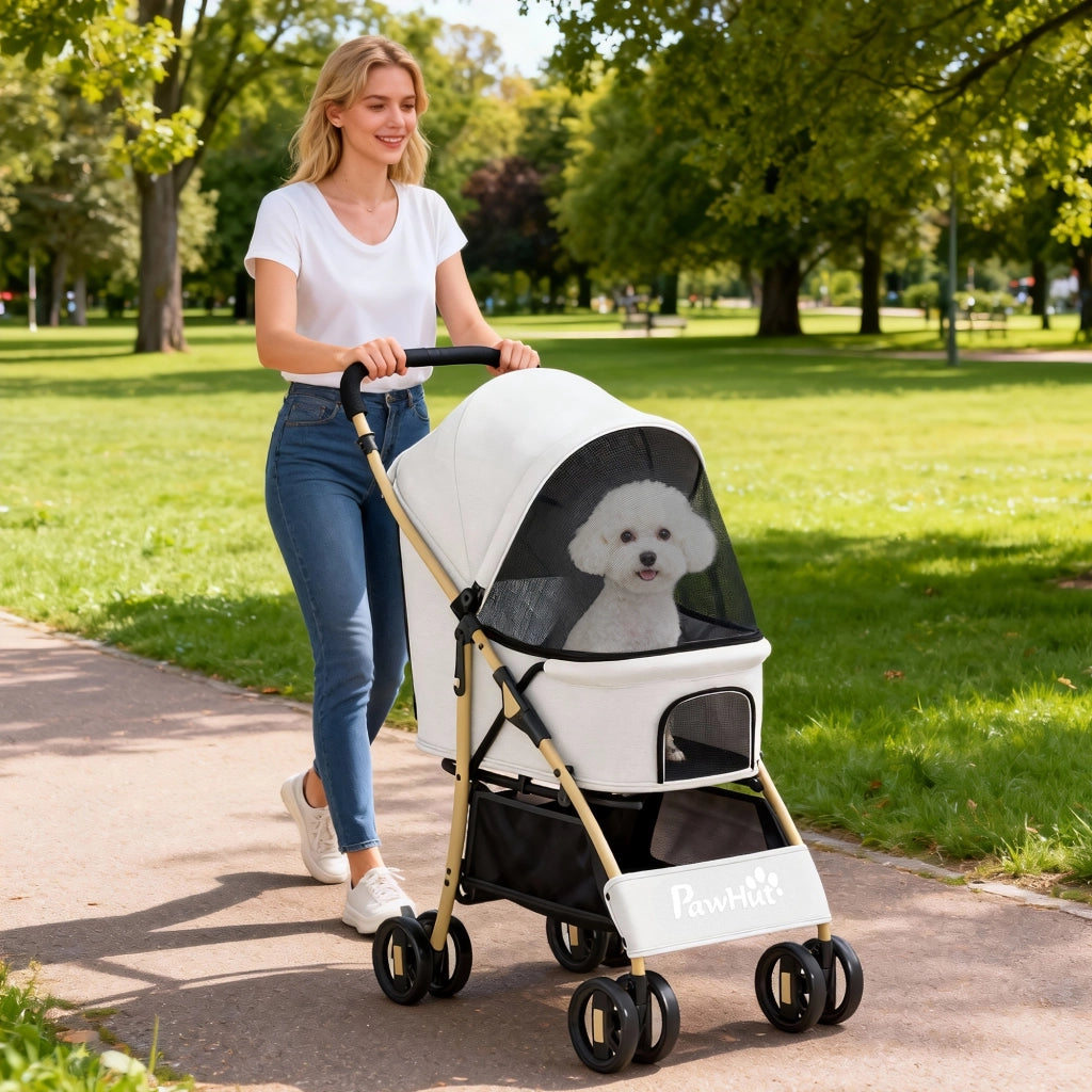 Passeggino per Animali Domestici ¨C Xylo ¨C 2 Porte Finestra a Rete Cestino 80x44,5x97cm Grigio