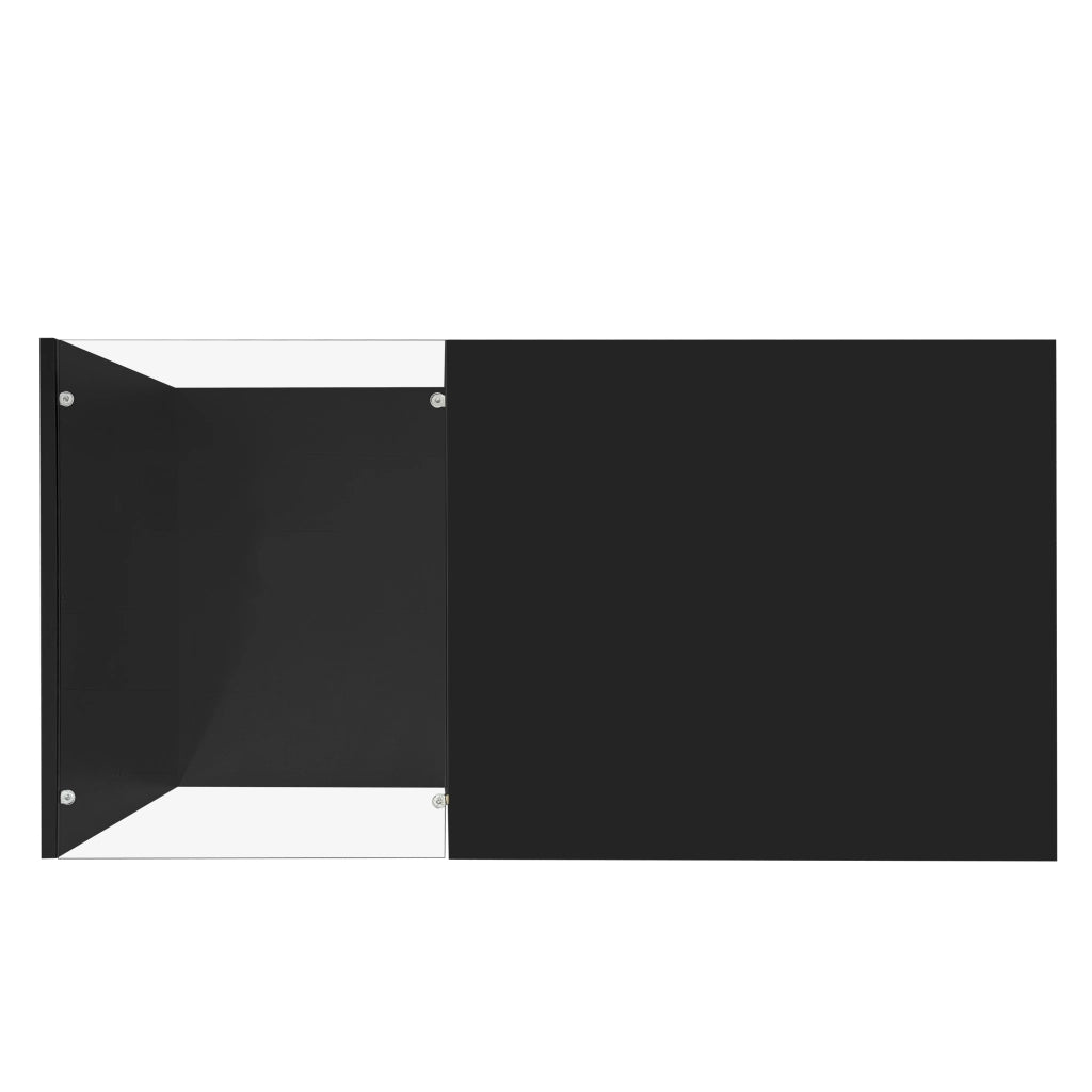 TAVOLINO DA CAFFÈ 100x50 cm Nero lucido con piano in vetro e LED
