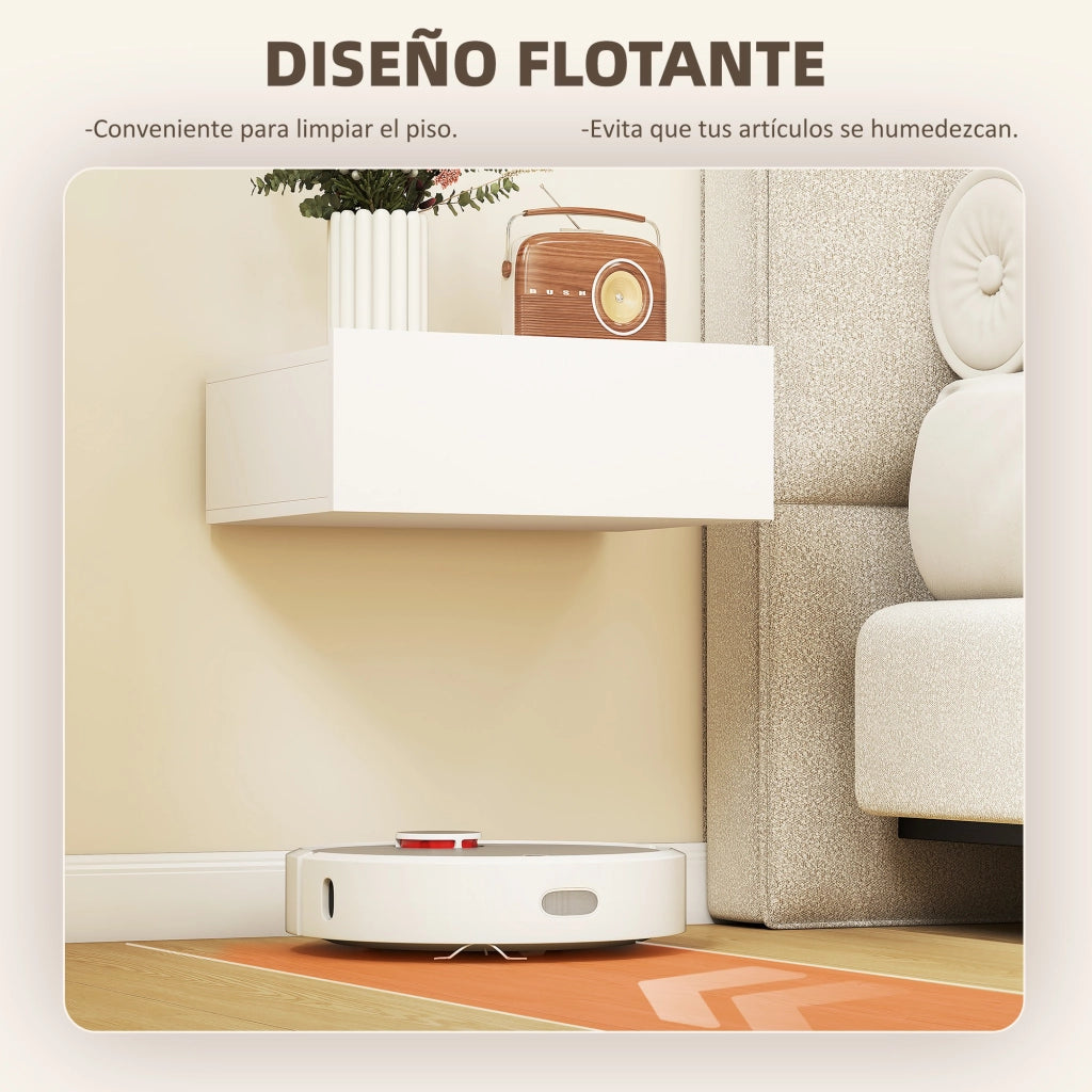 Set 2 Comodini da Parete Flottanti con Cassetto ¨C Zephmum ¨C 40x30x15 cm Bianco