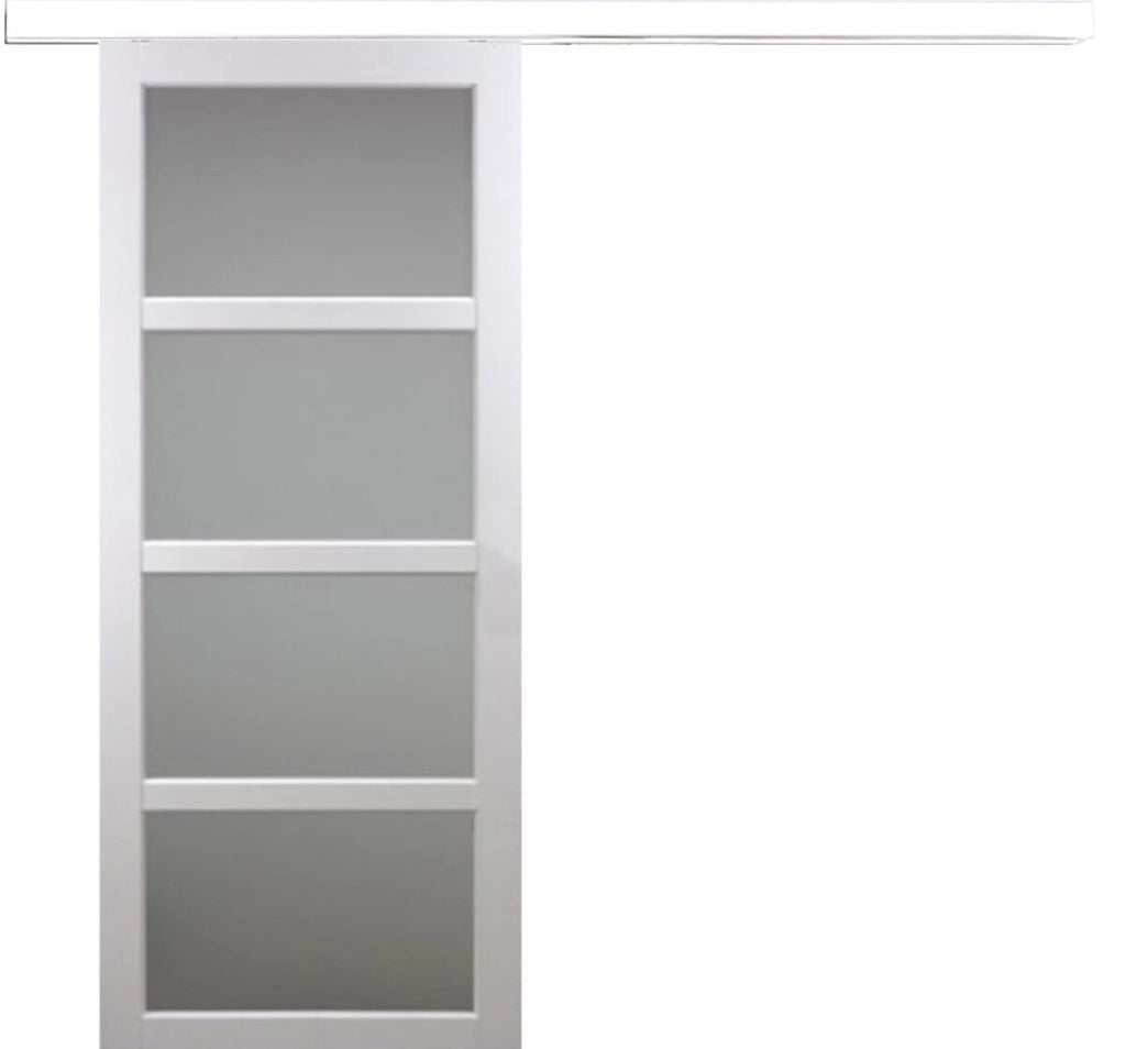 Porta scorrevole Tana bianca con vetro H204 x L93 cm, binario in alluminio bianco GD MENUISERIES