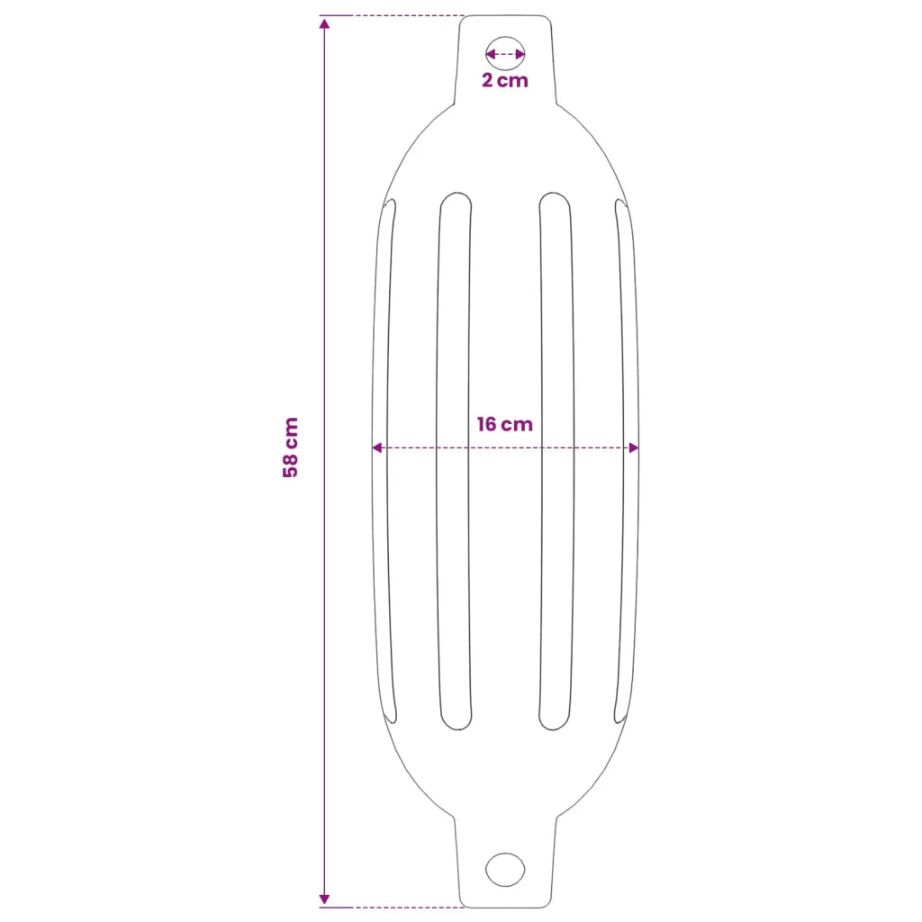 Paraurti per Gommone 4 pz Neri Ø 16x58 cm in PVC 92382
