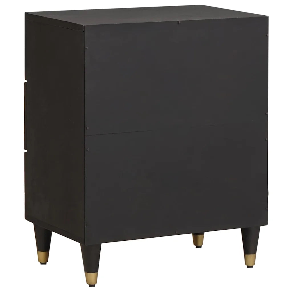 Comodino | Armadio da Notte | Mobiletto da notte Nero 50 x 33 x 62 cm Legno di mango massello