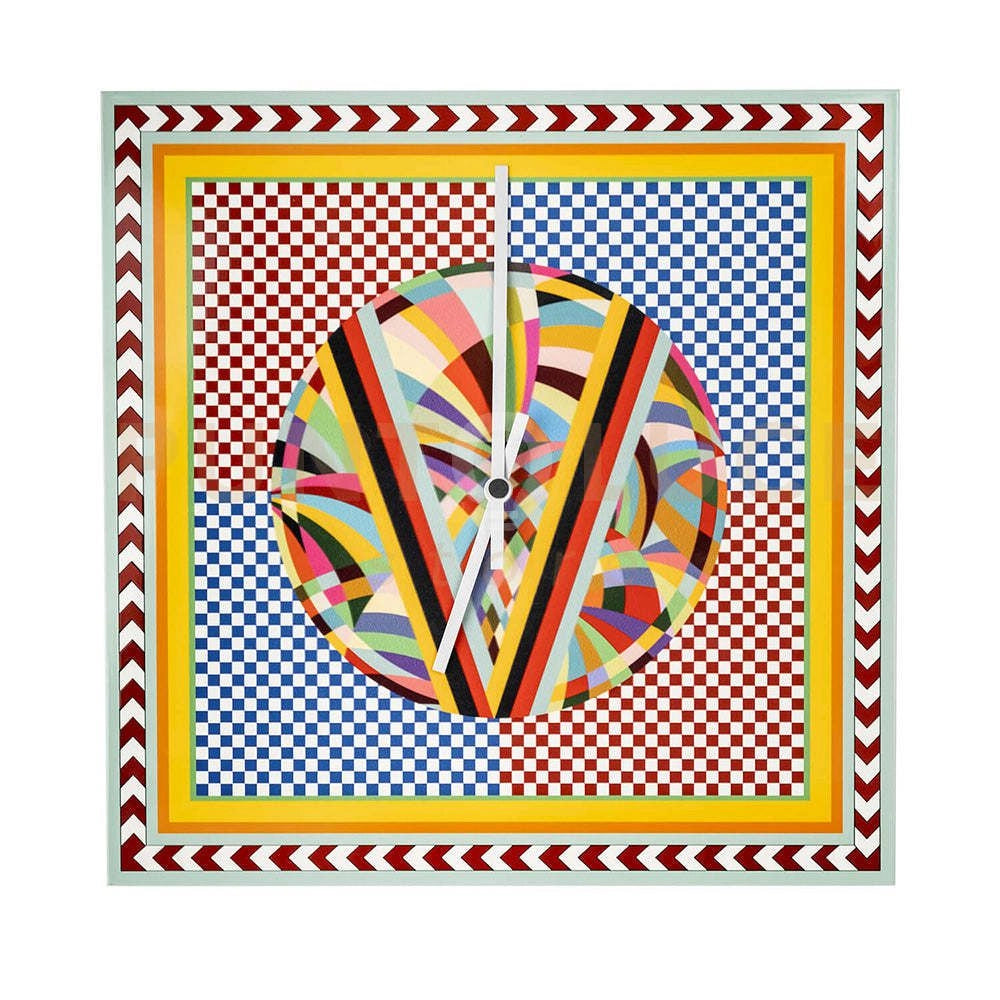 OROLOGIO PICCOLO DECOR 35X35 IN CRISTALLO ACRILICO DECORATO DISEGNO RAINBOW