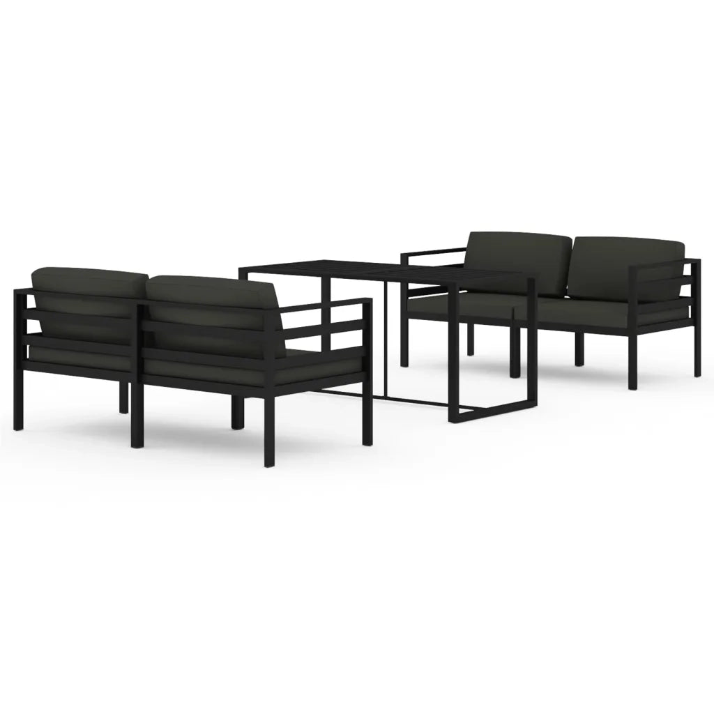 Set Divani da Giardino 5 pz con Cuscini in Alluminio Antracite cod mxl 35813