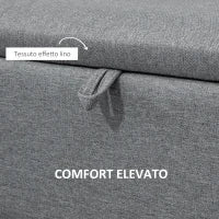 Panca Contenitore in Tessuto Effetto Velluto, per Camera, Soggiorno e Ingresso, 101x38.5x44.5 cm, Grigio