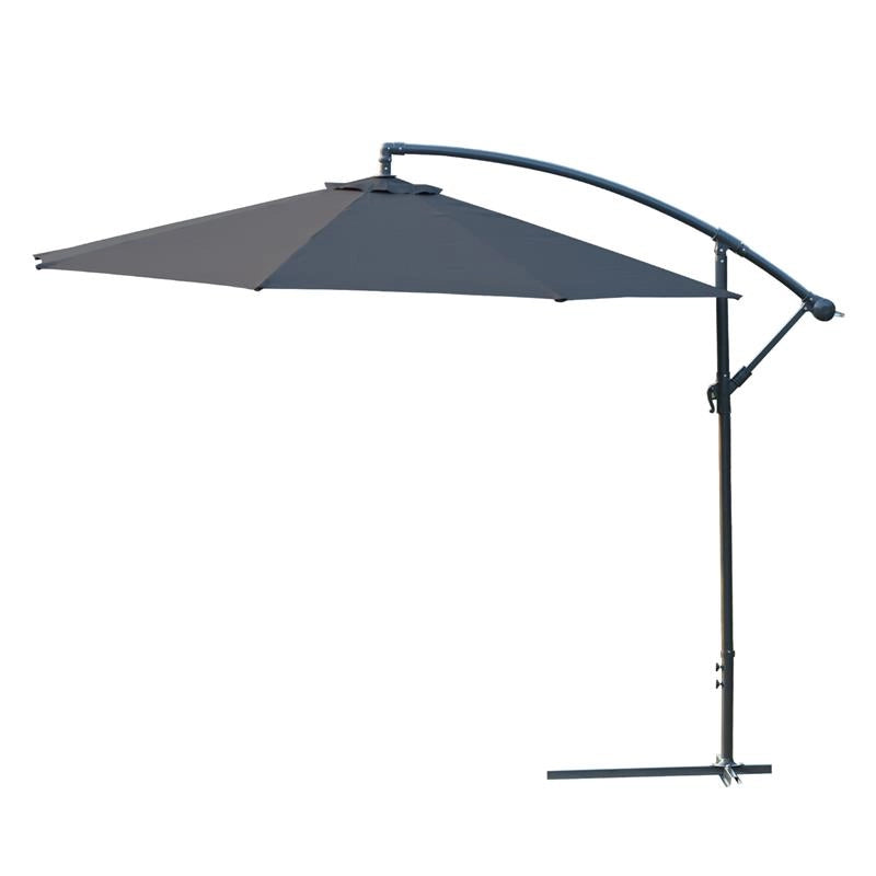 OMBRELLONE DA GIARDINO A BRACCIO DELUXE INCLINABILE CON MANOVELLA 3 M GRIGIO