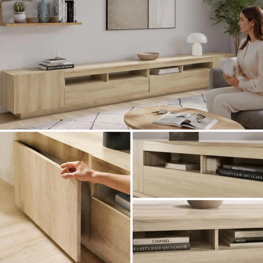 TV Cabinet With LED Lights Sonoma Oak 300x35x40 Cm