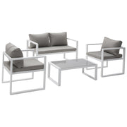 Set di mobili da giardino IBIZA in tessuto grigio 4 posti - alluminio bianco