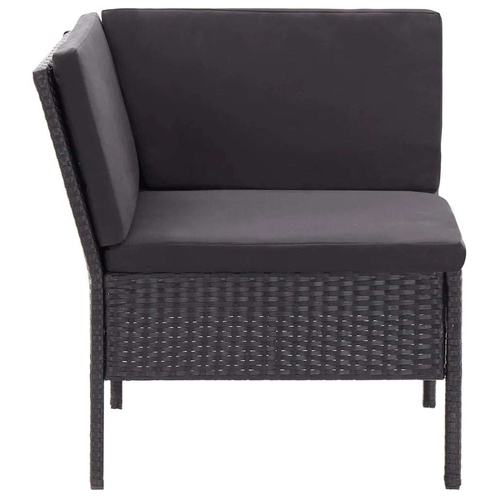 Set Divani da Giardino 3 pz con Cuscini in Polyrattan Nero cod mxl 35751