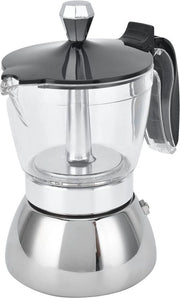 Caffettiera a stantuffo in acciaio inossidabile 4 bollini - Macchina per espresso classica italiana per uso domestico e campeggio - Macchina per espresso per fornelli a induzione, gas o elettrico