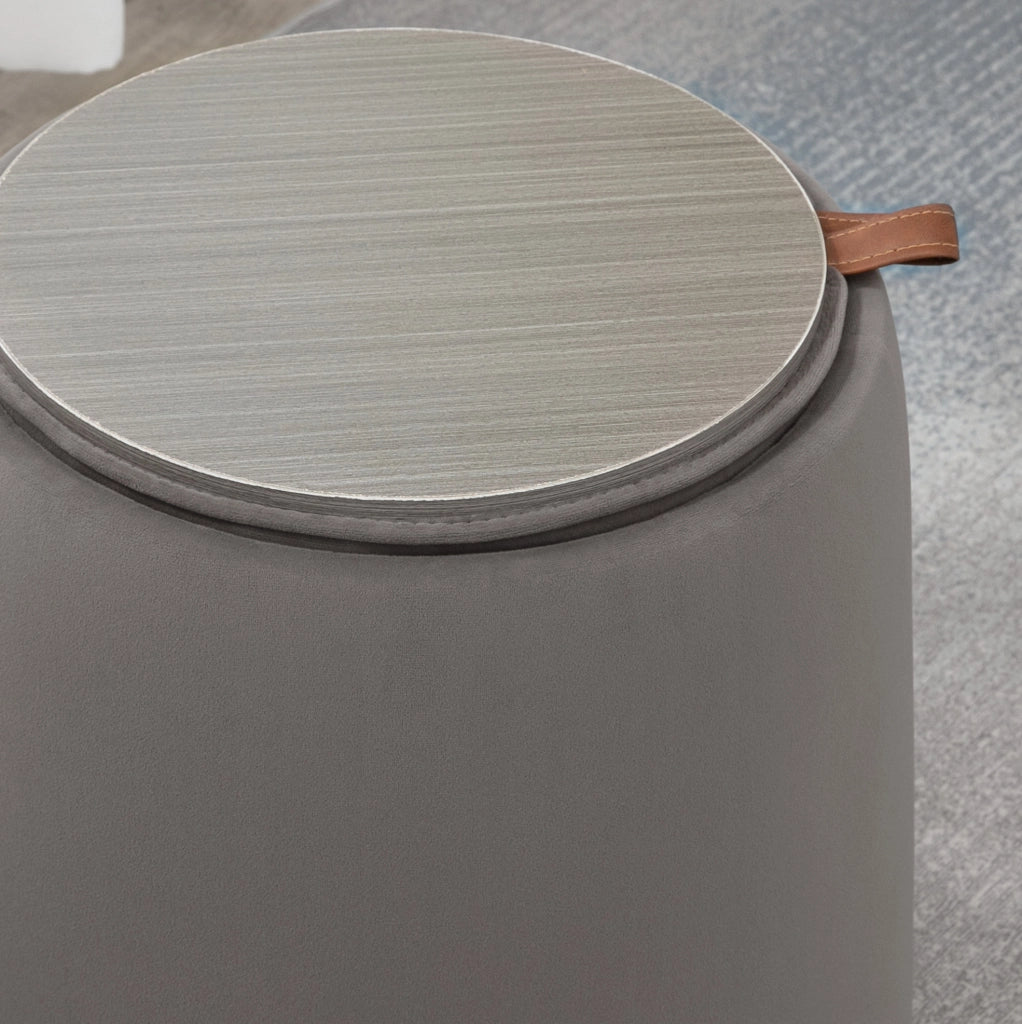 POUF Contenitore rotondo Ø44 x 47,5 cm in poliestere grigio scuro
