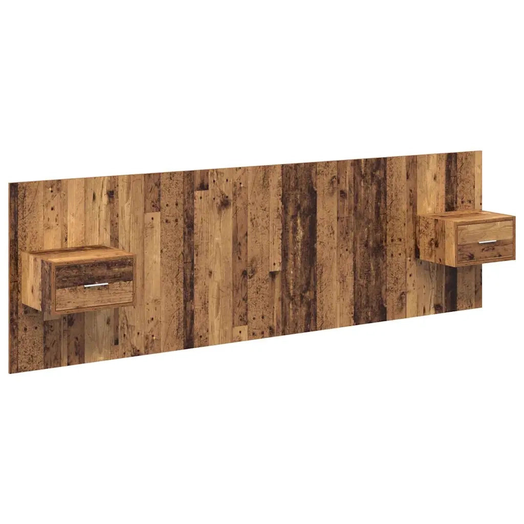 Testata con Comodino 3 pz-Set di 3 Testiera con Contenitore Legno vecchio Legno multistrato 681921