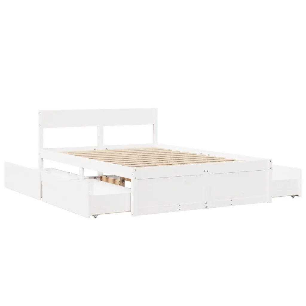 Letto senza Materasso Bianco 140x190 cm Legno Massello di Pino