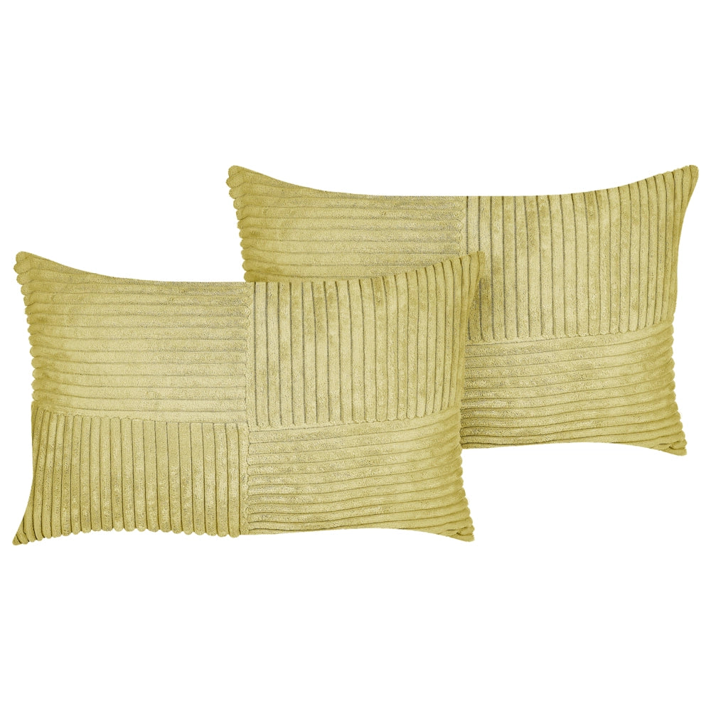 Set di 2 cuscini da lancio Cuscini decorativi in velluto a coste 50 x 30 cm verde oliva