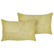 Set di 2 cuscini da lancio Cuscini decorativi in velluto a coste 50 x 30 cm verde oliva