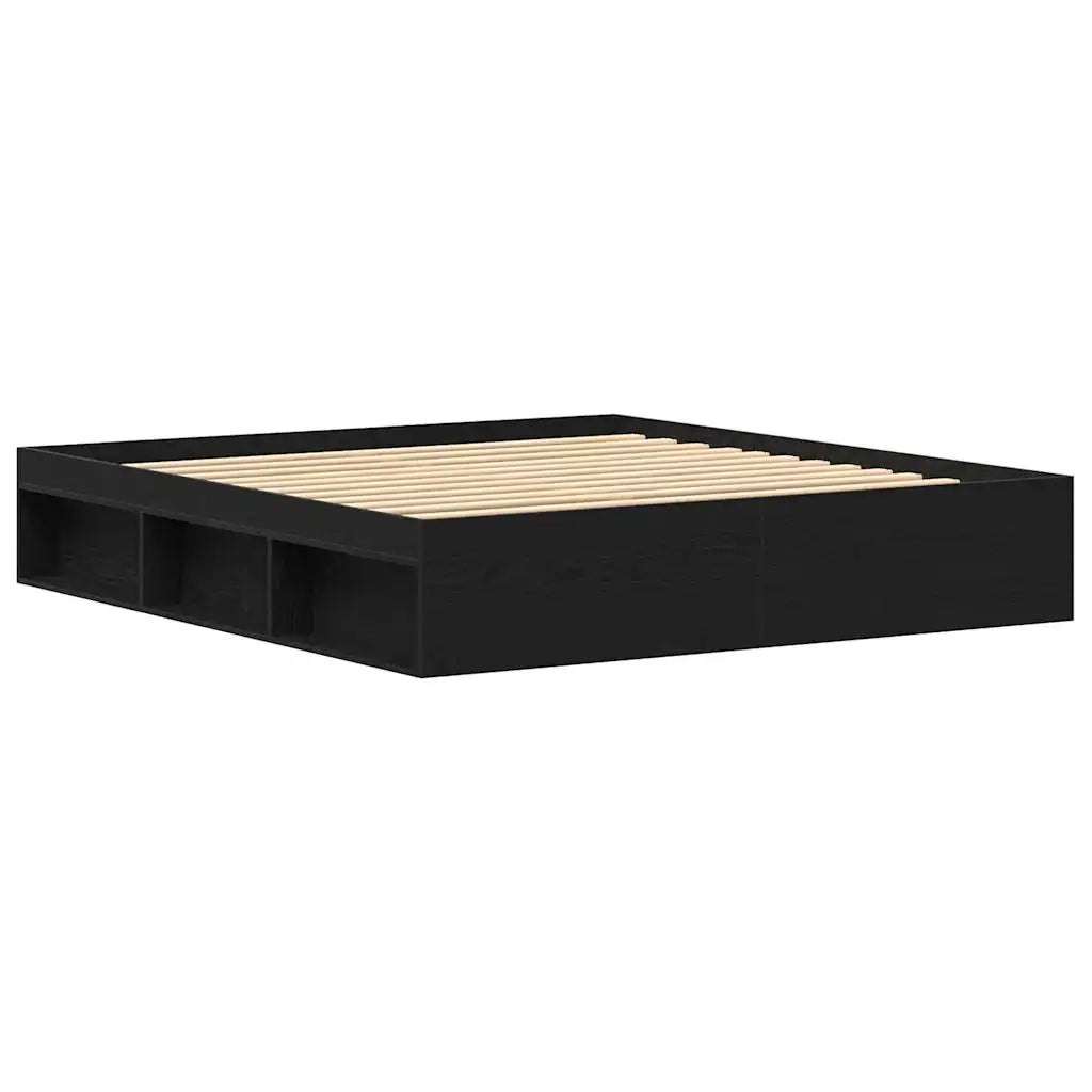Giroletto senza Materasso Rovere Nero 200x200 cm Truciolato 3329336