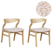 Set di 2 sedie da pranzo in legno chiaro e compensato beige in tessuto boucle di poliestere Gambe in legno di gomma Stile tradizionale retrò