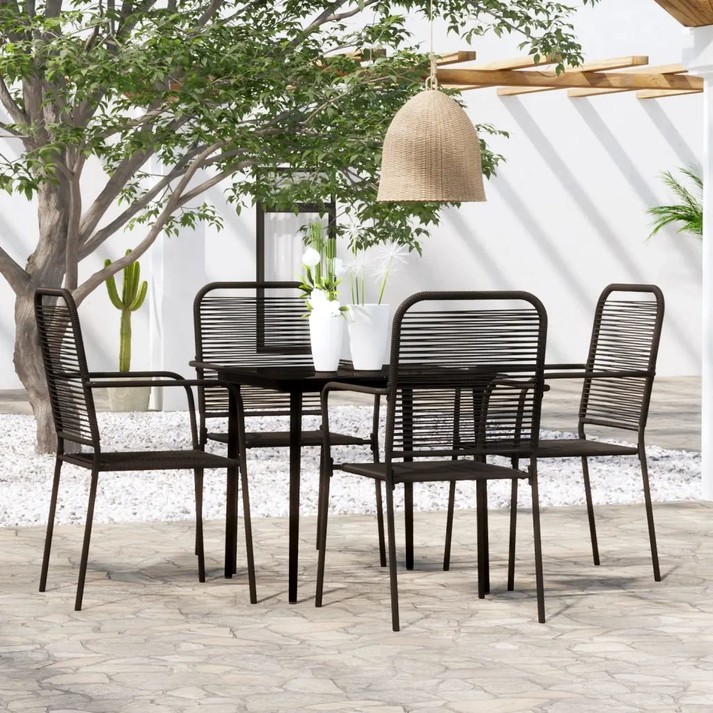 Set Mobili da Pranzo per Giardino 5 pz Nero cod mxl 40958