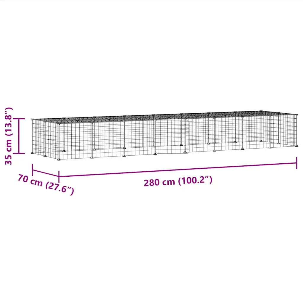 Gabbia per Animali 36 Pannelli con Porta Nera 35x35 cm Acciaio 3114057
