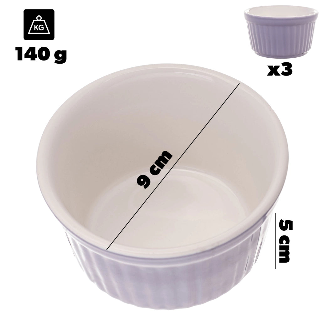 KADAX Set di 3 ciotole da forno per zuppiere, resistenti al forno, diametro 9 cm, capacità 150 ml.