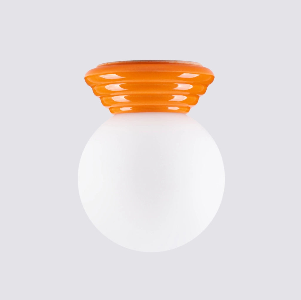 Plafoniera bagno sfera vetro opale arancio IP44 G9