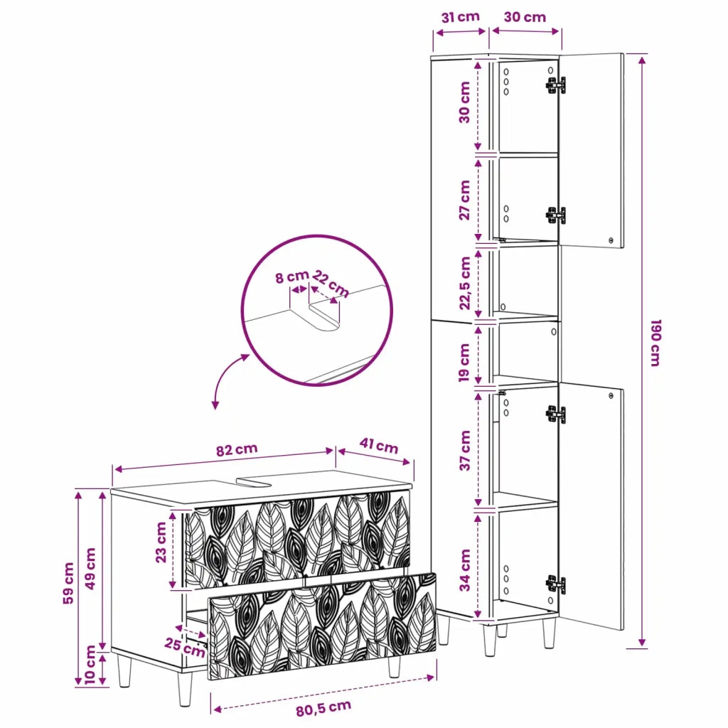 Set di Armadi da Bagno da 2 Pezzi DELFT Rovere Fumo 3417545