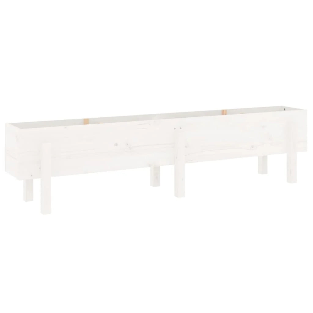 Fioriera rialzata per piante fiori patio giardino 160 x 30 x 38 cm legno di pino massiccio bianco 02_0039368