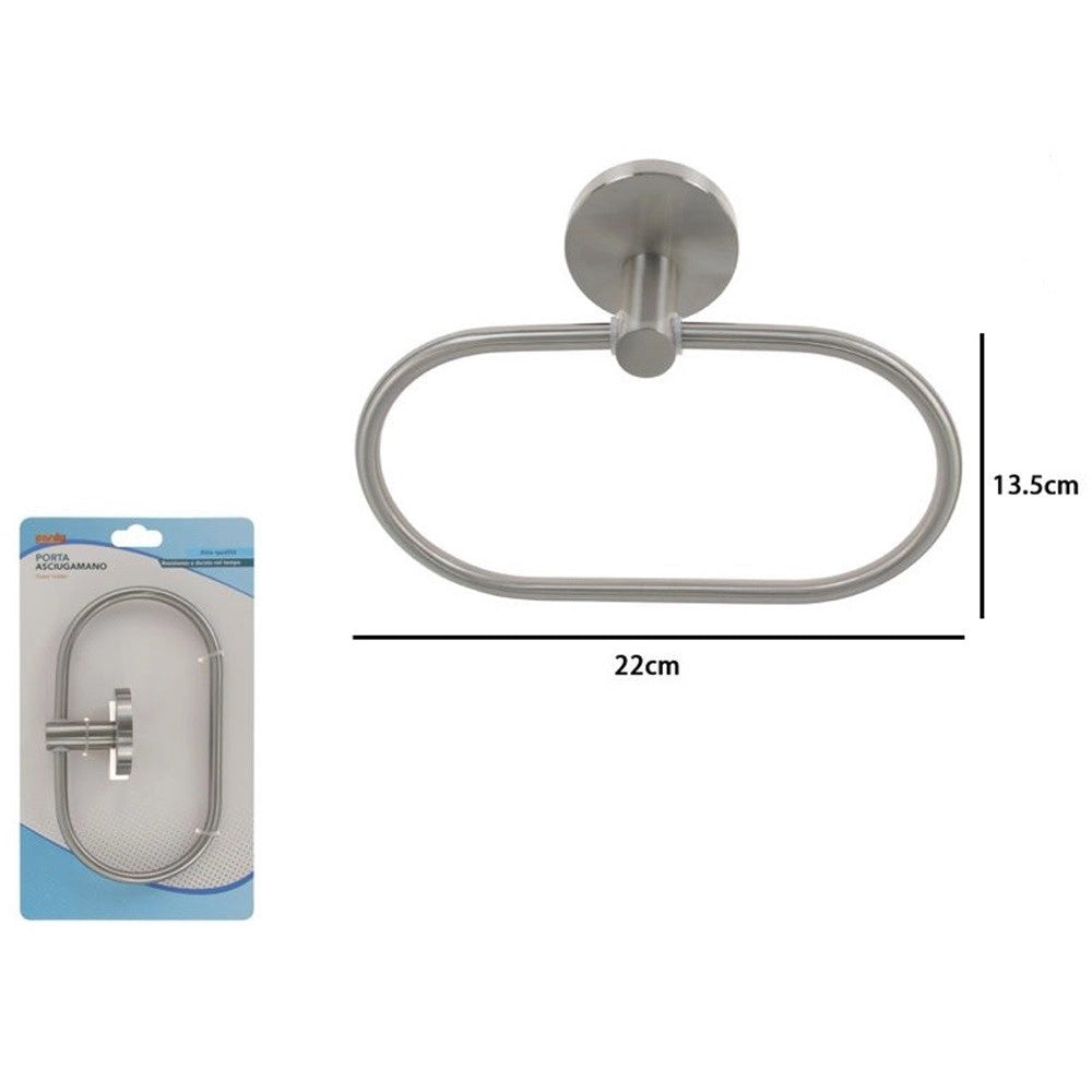Trade Shop - Porta Asciugamani Ad Anello In Acciaio Satinato Accessori Da Bagno Portasciugamano 87910 -
