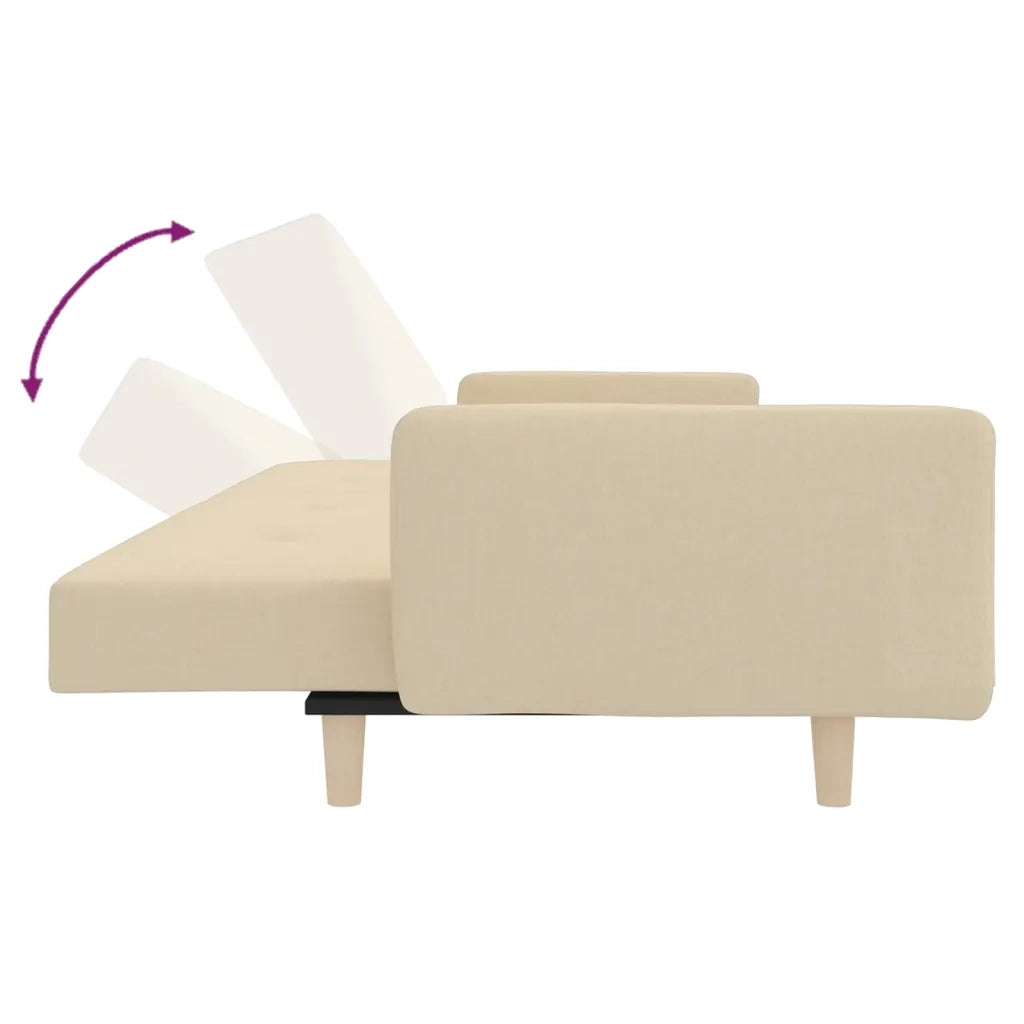 Divano letto | Sof¨¤ letto | Letto singolo a 2 Posti con 2 Cuscini Crema in Tessuto