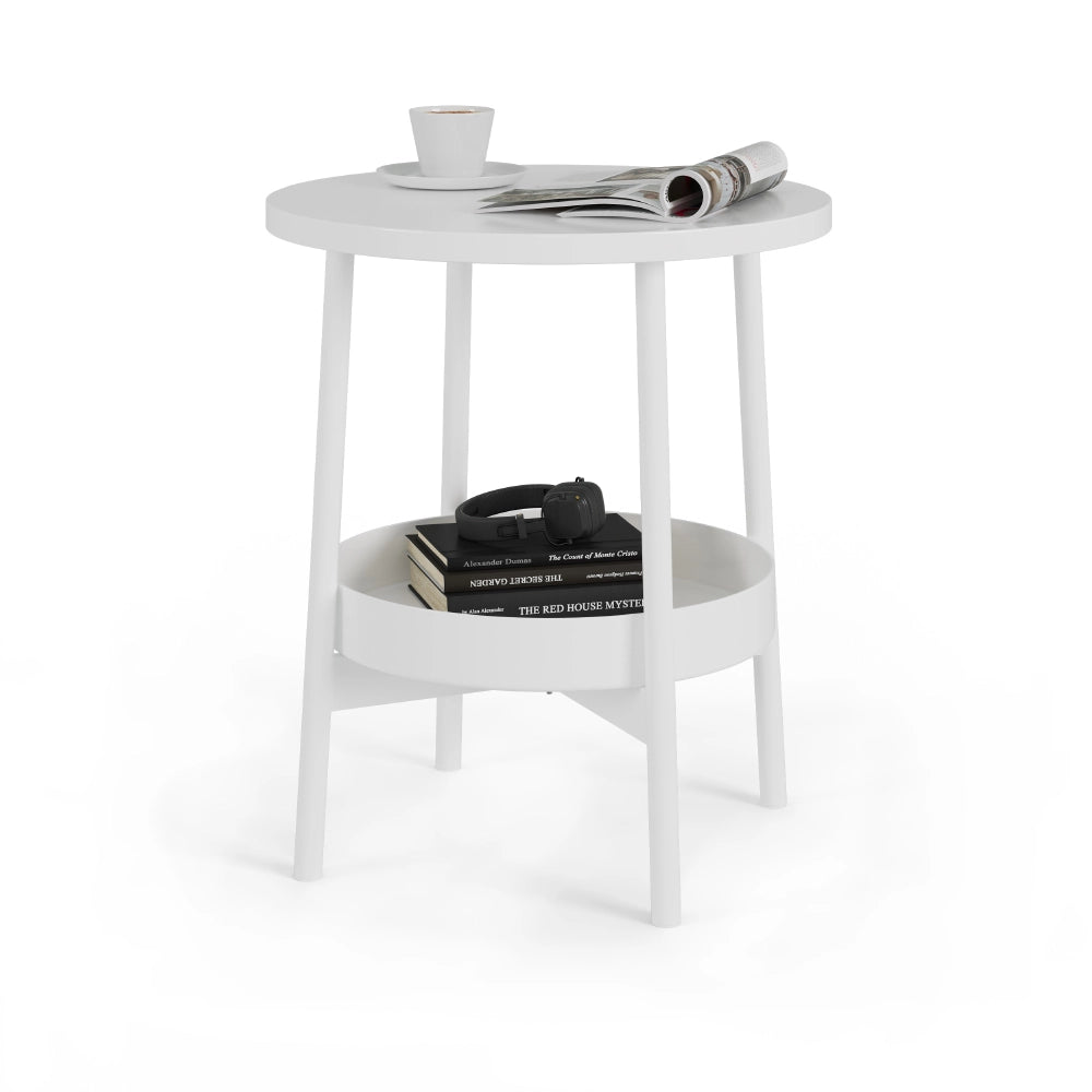 Vicco Tavolino da salotto Bianco 40 x 40 cm con spazio di archiviazione aggiuntivo