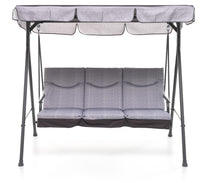 Dondolo 3 Posti da Giardino 184x120x160 cm in Ferro e Poliestere Madagascar Antracite e Grigio