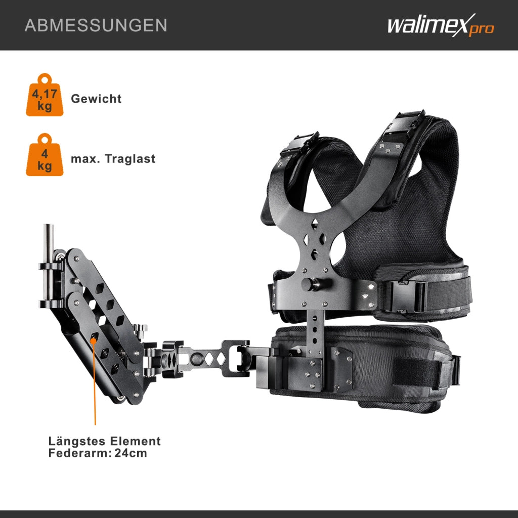 StabyBalance Set, gilet e braccio a molla per steadycam fino a 4 kg, accessori per treppiedi per videografia professionale, filmati video