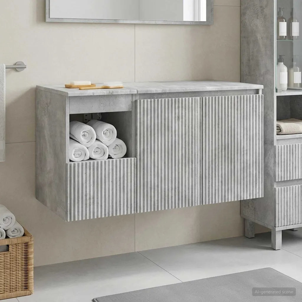 Set di mobili per il bagno 2 pz Grigio Cemento 3404117