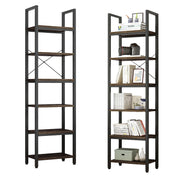 Libreria alta da 187,5 cm, finitura marrone, ideale per spazi ridotti.