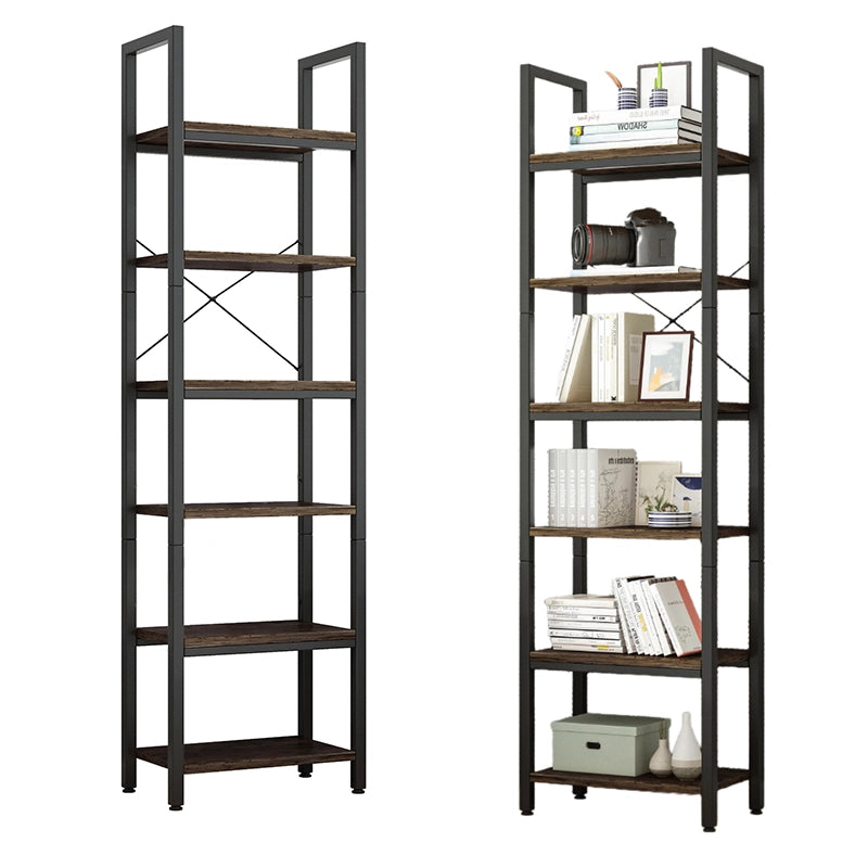 Libreria alta da 187,5 cm, finitura marrone, ideale per spazi ridotti.