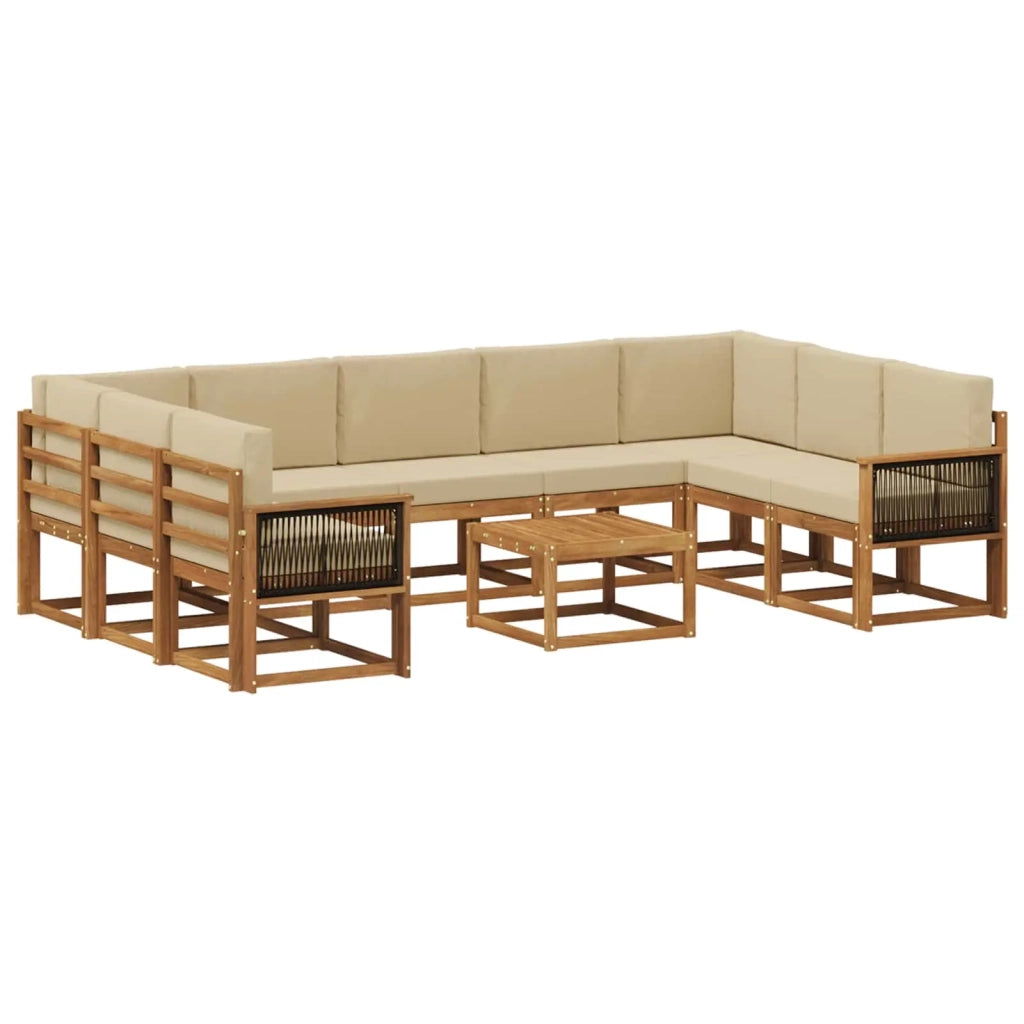 Set di divani da esterno 10 pz Naturale e Beige 3385554