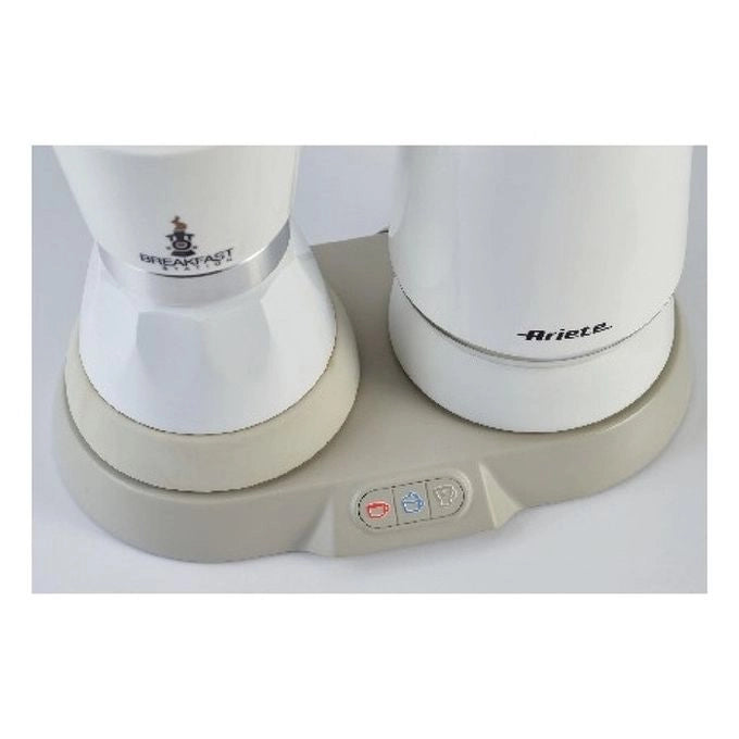Ariete 1344 Breakfast Station - Moka elettrica - Bollitore - Montalatte a caldo e freddo - 5 funzioni - mantenimento caffè caldo - 500 Watt - Bianco