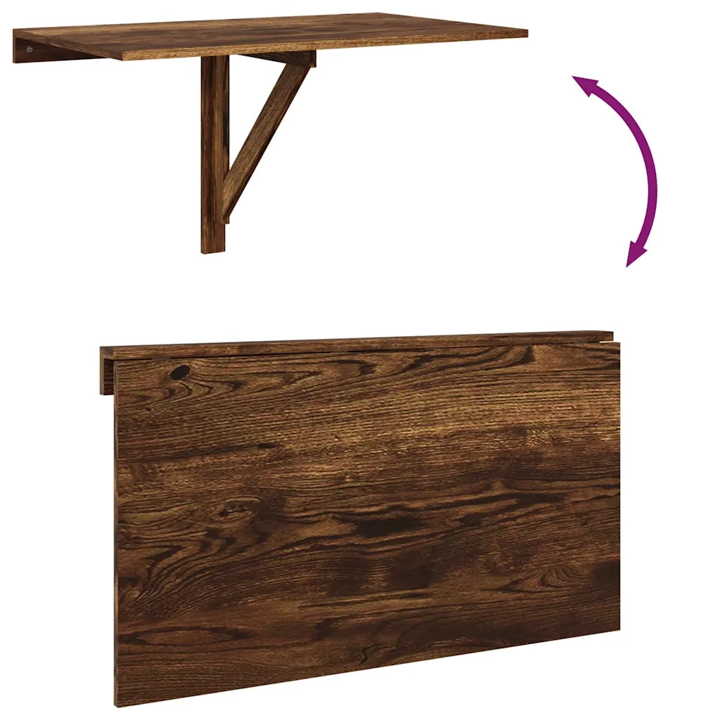 Tavolino Parete Pieghevole Rovere Fumo 100x60x56 cm Multistrato CFW7021426