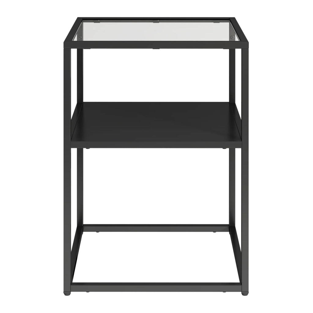 Tavolino con ripiano acciaio vetro temperato 55 x 40 x 40 cm nero opaco 03_0010965