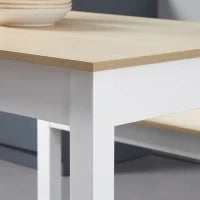 Set Tavolo da Pranzo 3 Pezzi con 2 Panche Incassabili per 4-6 Persone, Stile Contemporaneo, Truciolato, Rovere