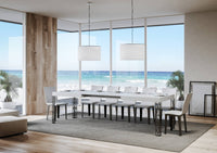 Tavolo Allungabile 200-304x90x77 cm Ghibli Bianco Frassino Telaio Antracite