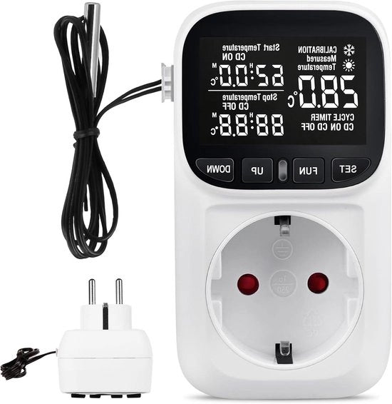 Regolatore di temperatura e umidità digitale con display LCD per serra