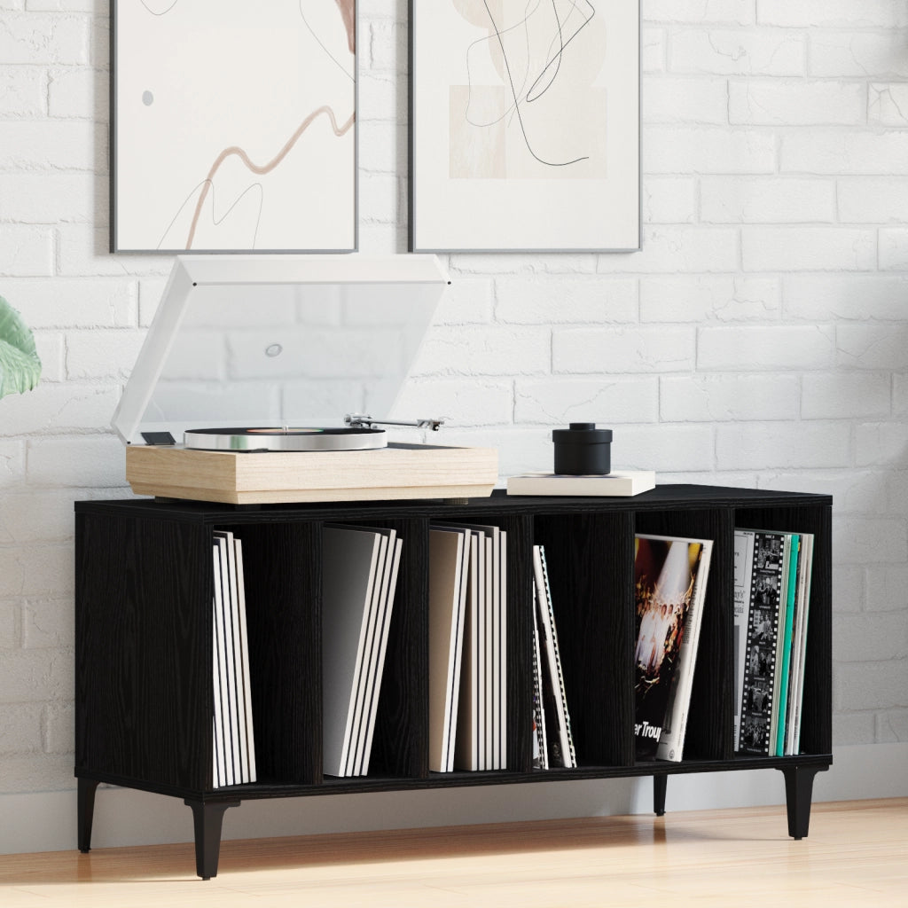 Mobile per Vinili Rovere Nera - 100x38x48 cm in Legno Ingegnerizzato