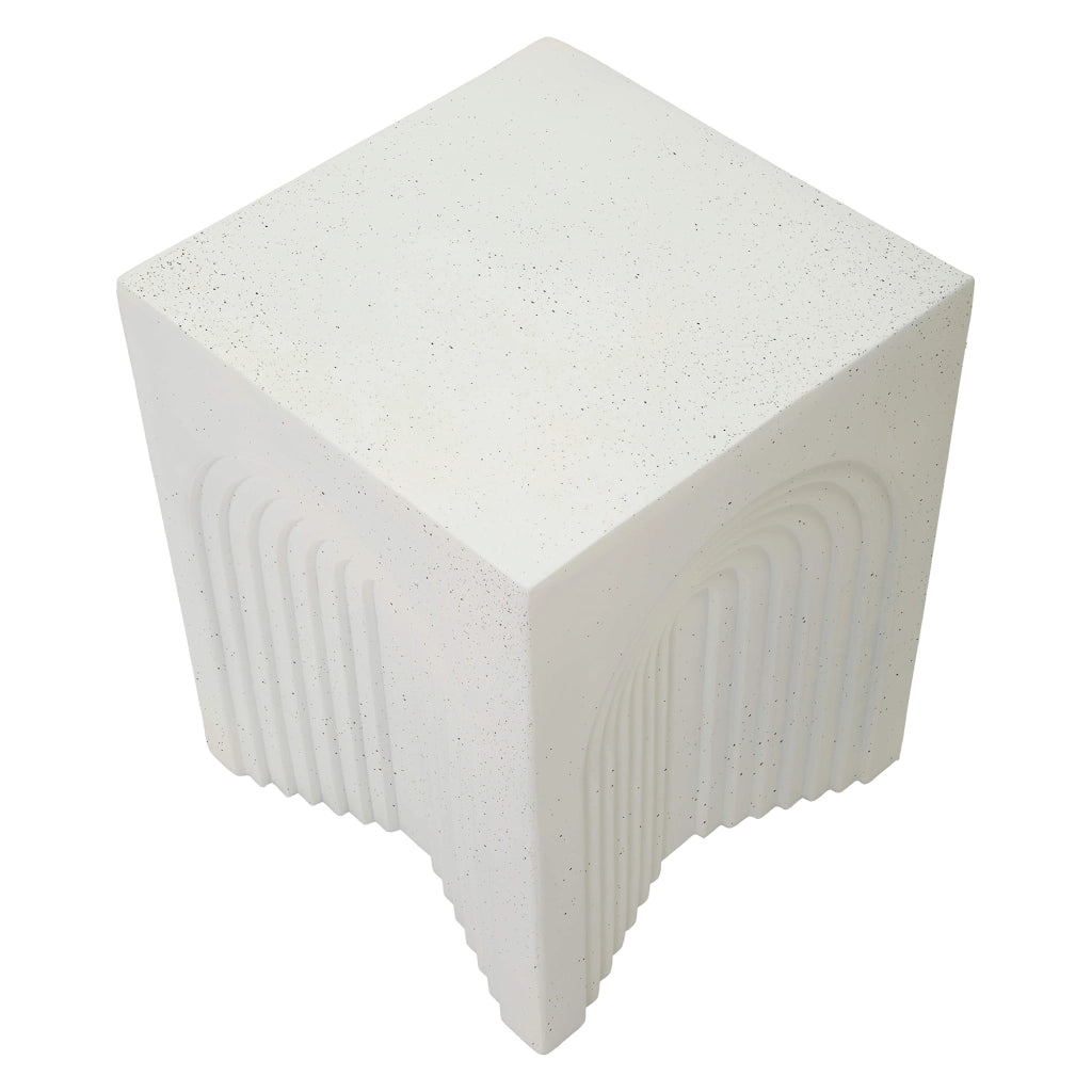 Galato, Tavolino da Salotto Adatto per Indoor/outdoor, 48x58x48h cm Bianco Marmo