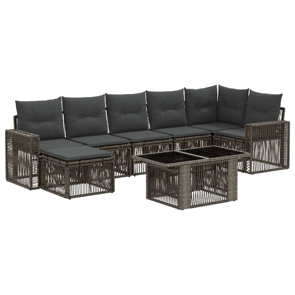 Set Divano da Giardino 8 pz Grigio e Grigio Scuro polyrattan 3436826