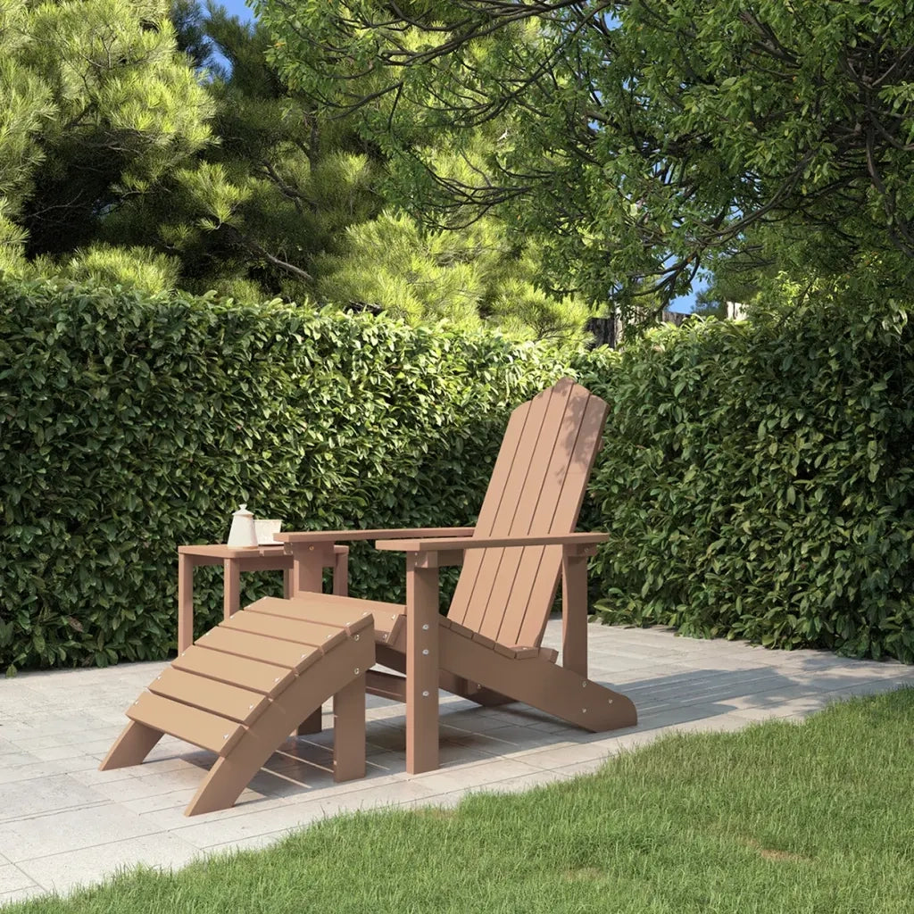 Sedia da Giardino | Sedie da Esterno Adirondack con Poggiapiedi Marrone in HDPE