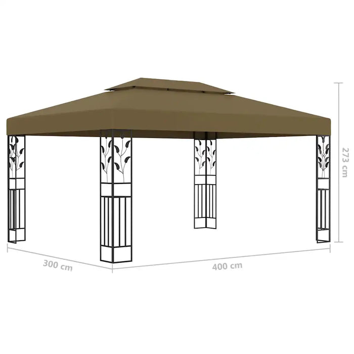 Gazebo con Tetto Doppio e Luci LED 3x4 m Grigio Talpa 3070313