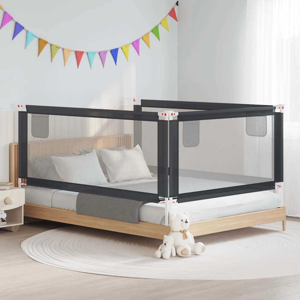 Sponda Letto Sicurezza Bambini Grigio Scuro 200x25 cm Tessutocod mxl 106963
