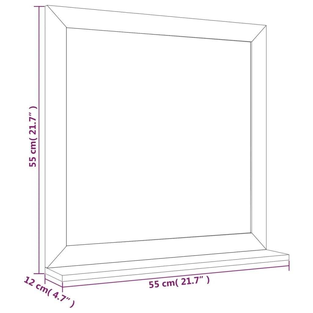 Specchio da Parete-Specchio a muro 55x55 cm in Legno Massello di Noce