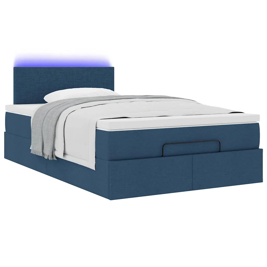 Pouf Letto con Materasso e LED Blu 120x200 cm in Tessuto 3312221